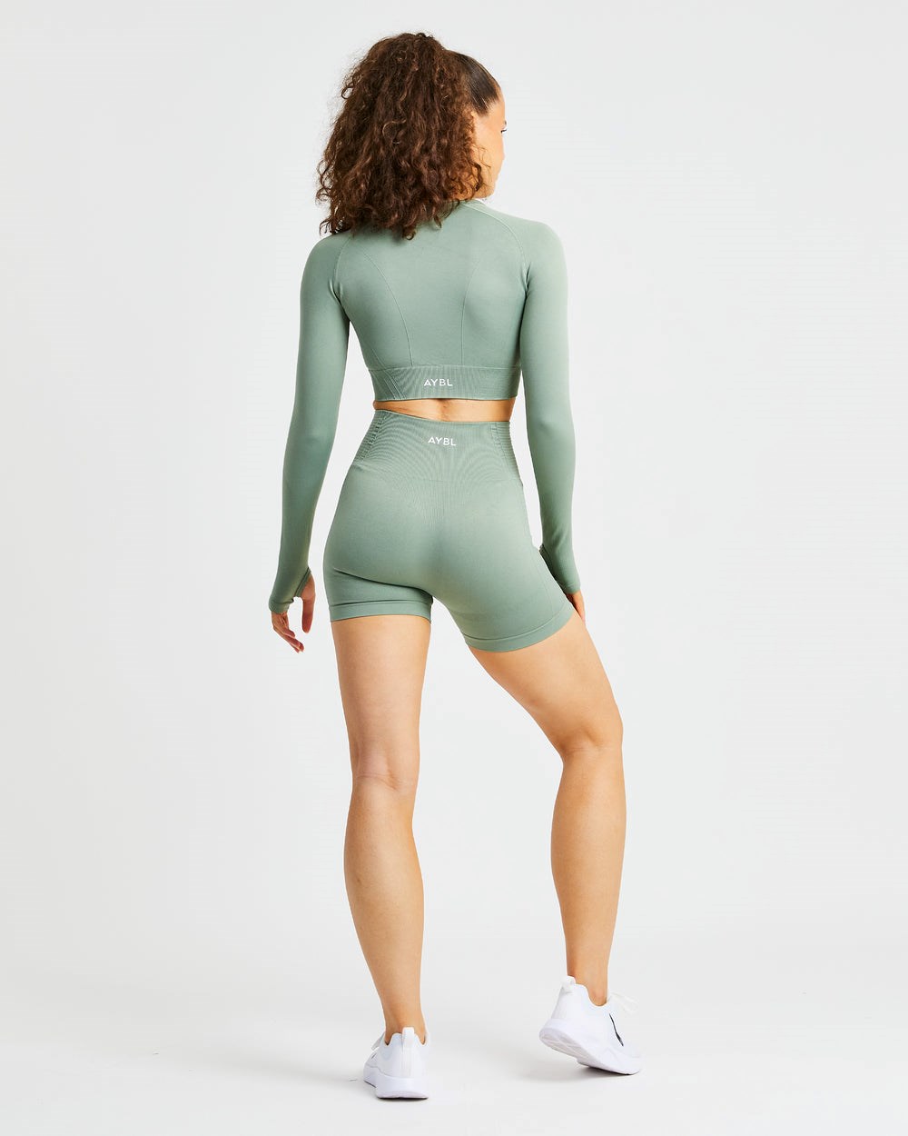 AYBL Balance V2 Seamless Long Sleeve Crop Top Verde Oliva Verde | IPYRQ9258