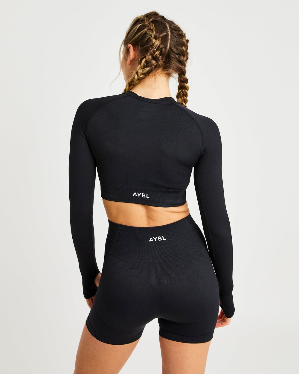 AYBL Balance V2 Seamless Long Sleeve Crop Top Negras | KJCBA7459