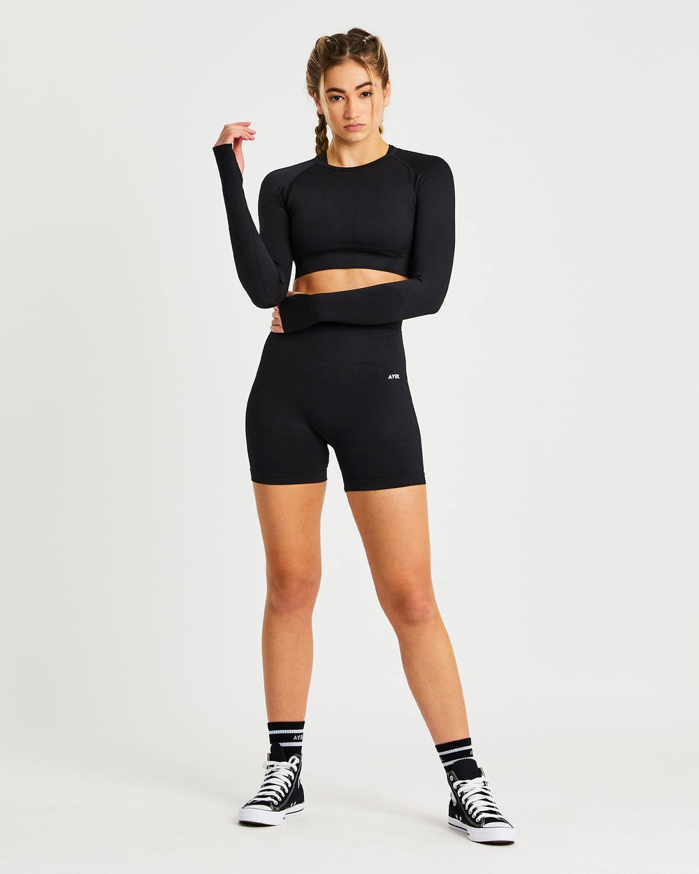 AYBL Balance V2 Seamless Long Sleeve Crop Top Negras | KJCBA7459