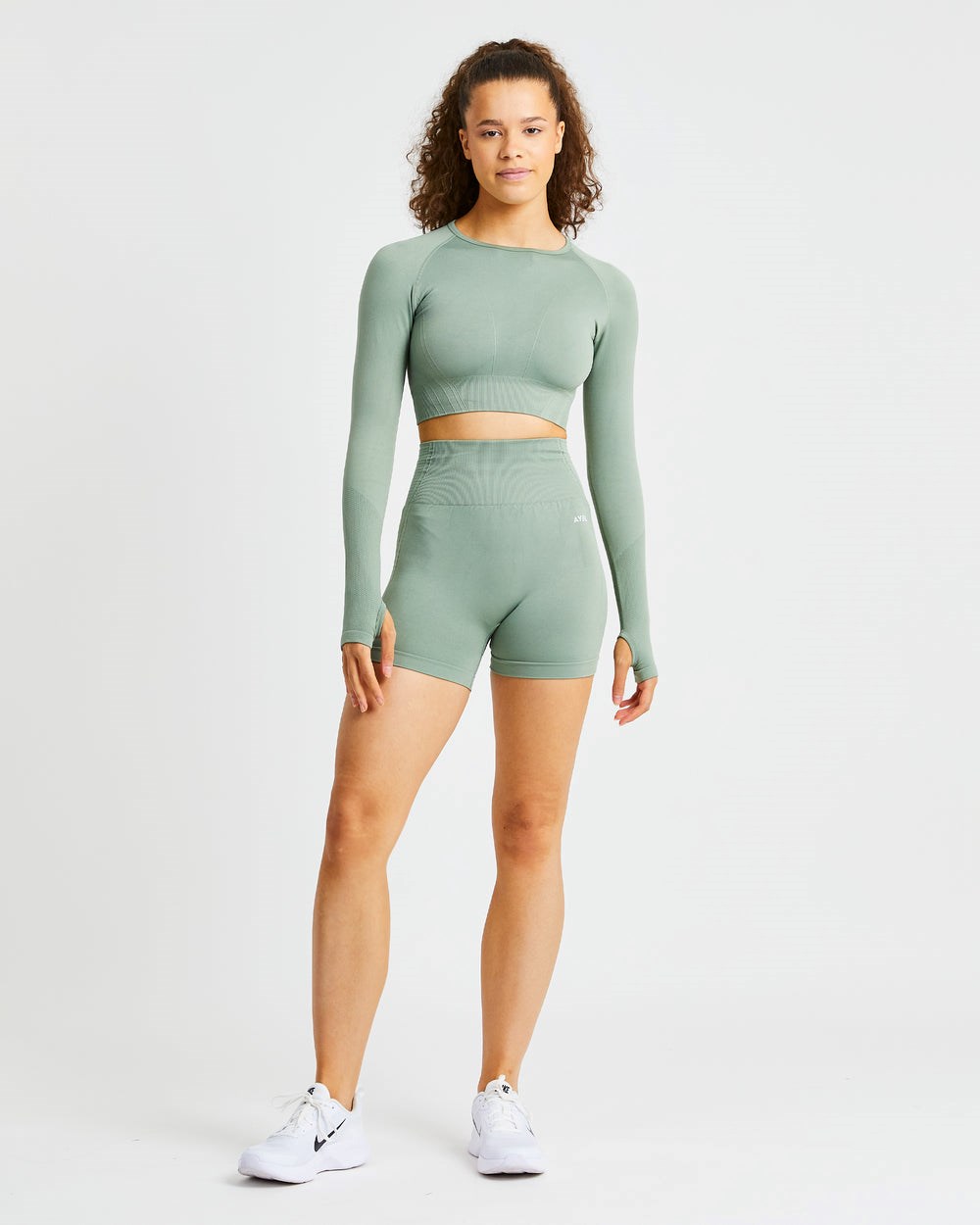 AYBL Balance V2 Seamless Long Sleeve Crop Top Verde Oliva Verde | LRZTI6213