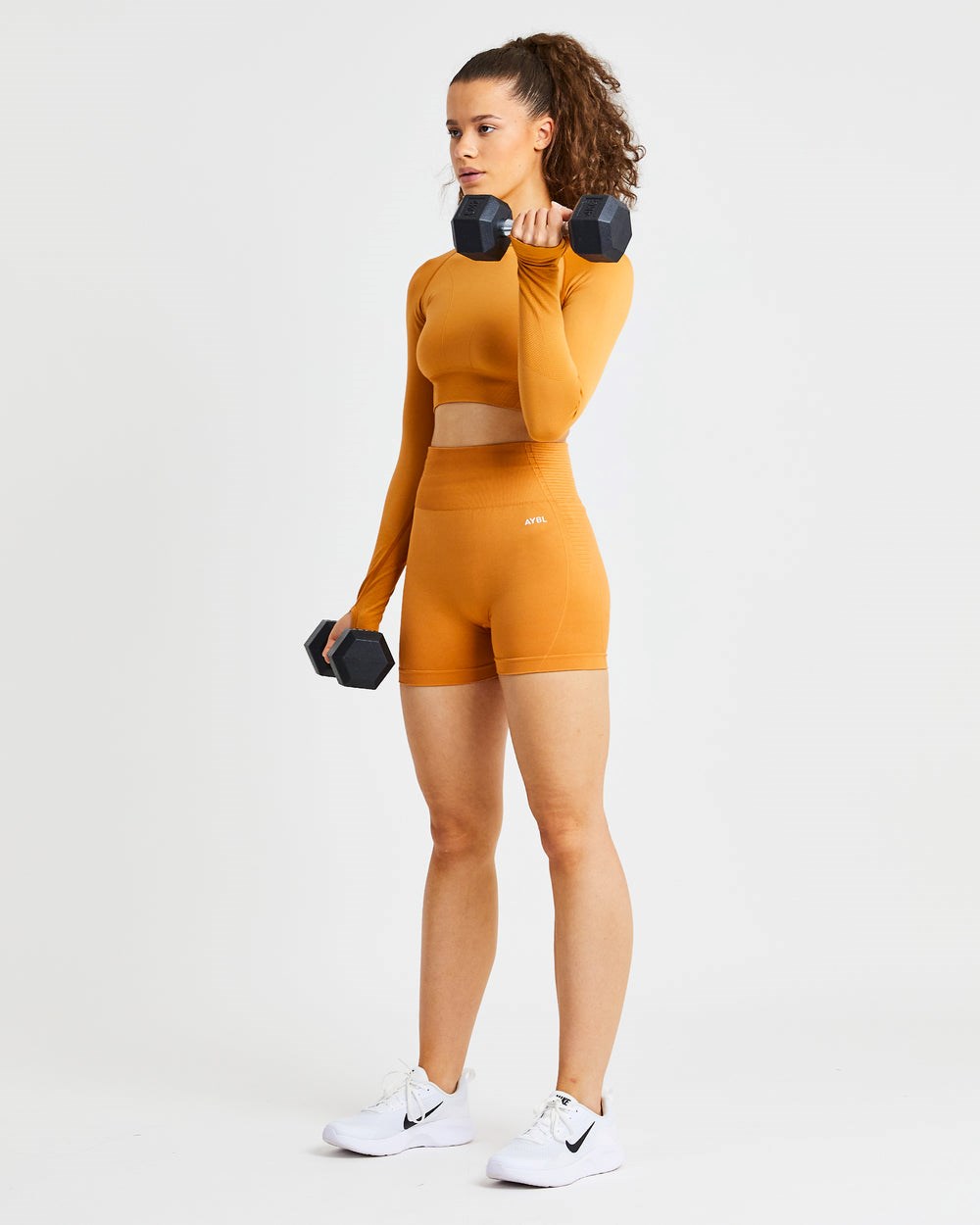 AYBL Balance V2 Seamless Long Sleeve Crop Top Naranjas | NERPW3679