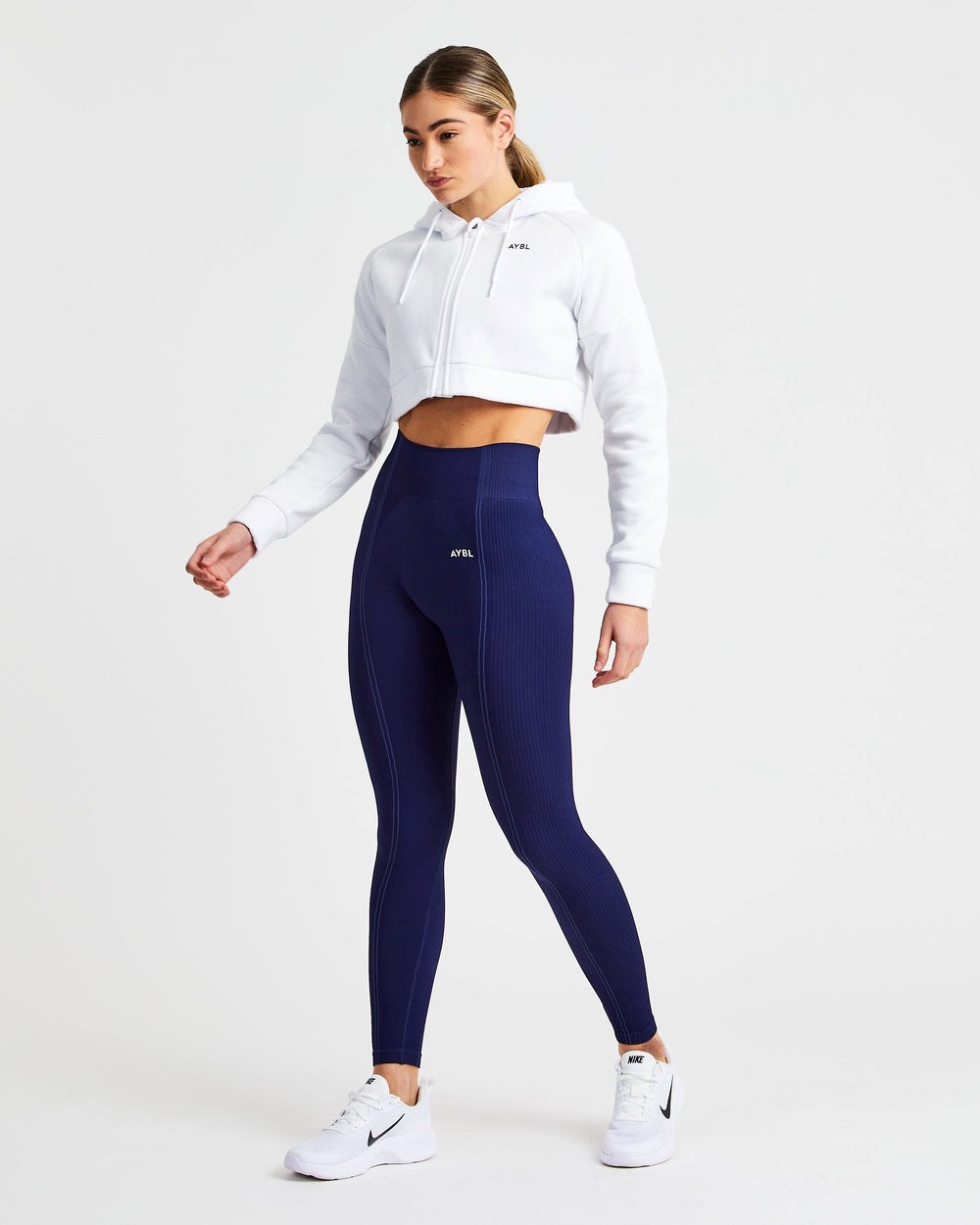 AYBL Beyond Crop Zip Hoodie Blancas | VHILF0854