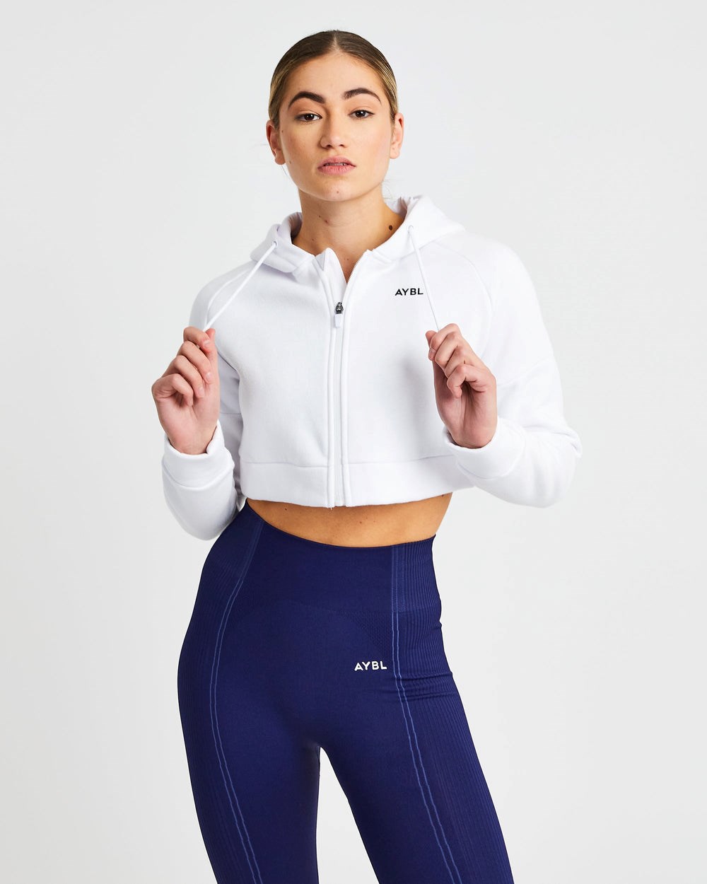 AYBL Beyond Crop Zip Hoodie Blancas | VHILF0854