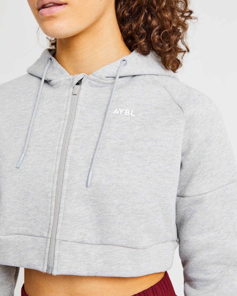 AYBL Beyond Crop Zip Hoodie Gris | WCMGJ5309