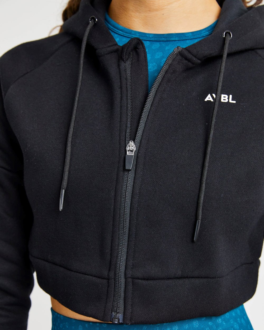 AYBL Beyond Crop Zip Hoodie Negras | NOAXG6340