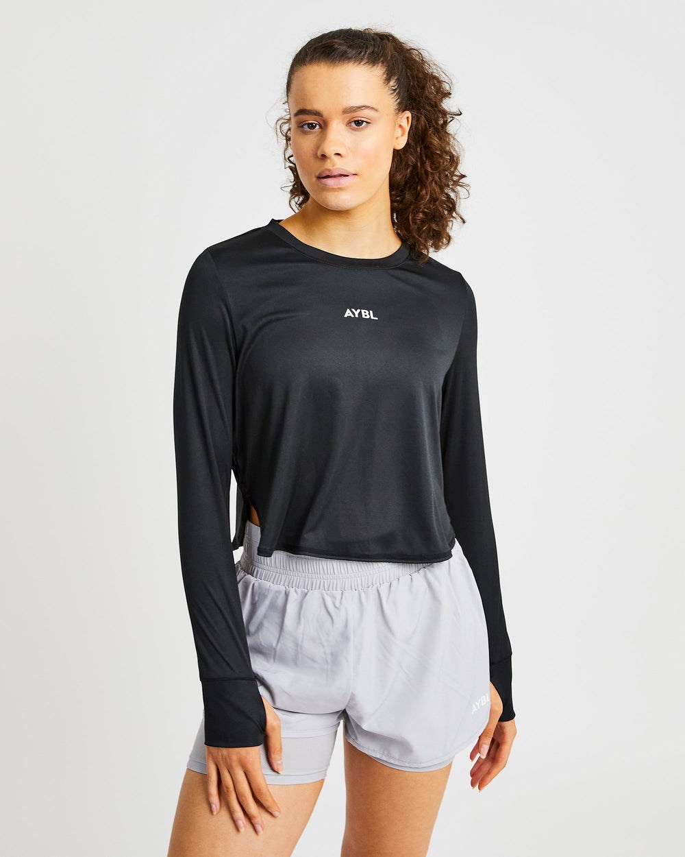 AYBL Define Long Sleeve Crop T Negras | CAIKV5168