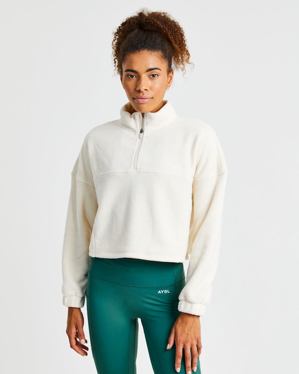 AYBL Effortless Oversized Cropped Fleece Creme | CWJQG1234