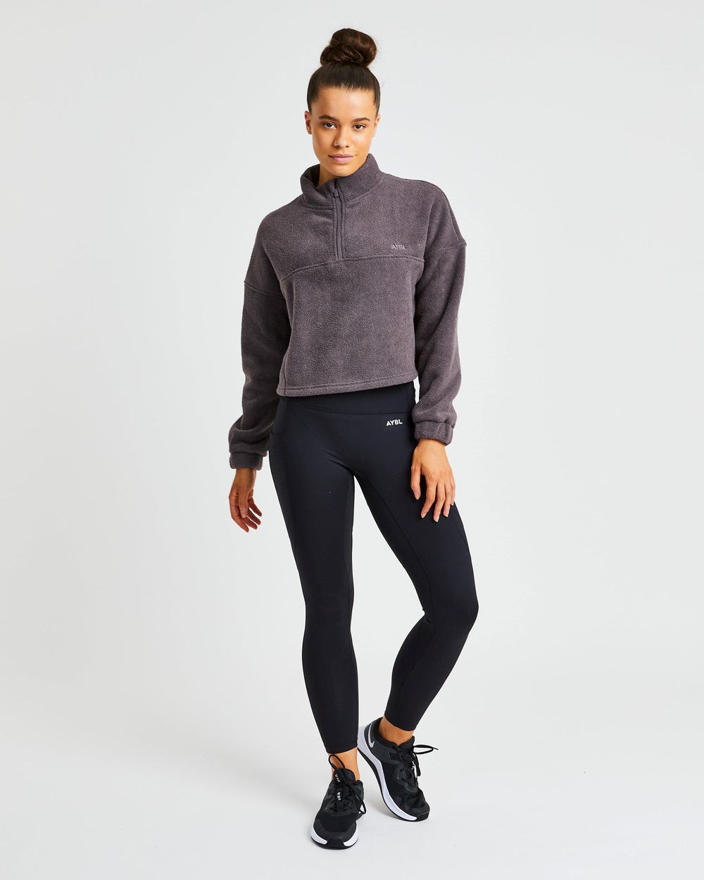 AYBL Effortless Oversized Cropped Fleece Charcoal | IEFYU4061