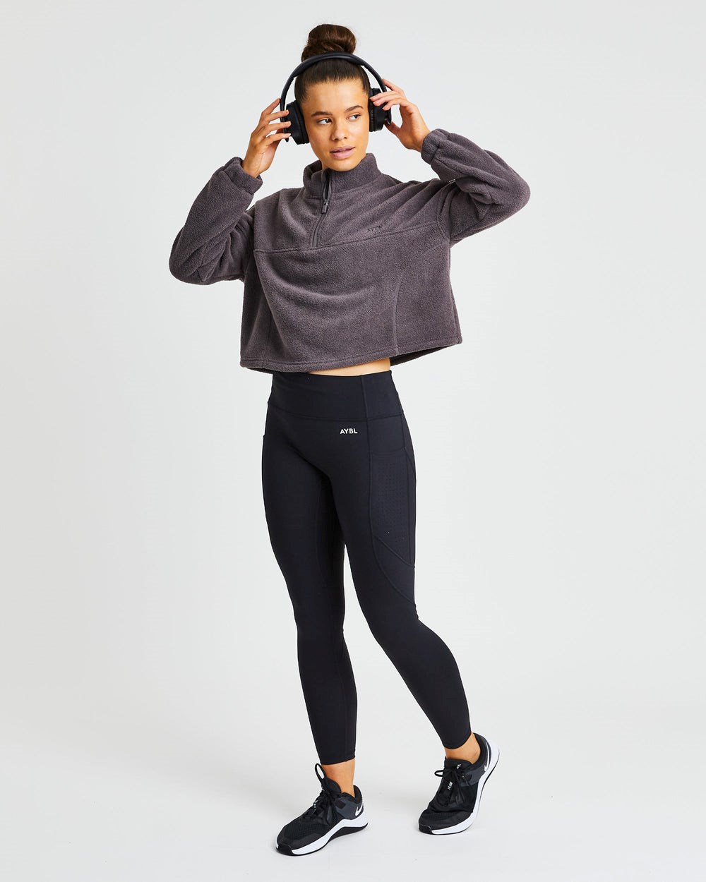 AYBL Effortless Oversized Cropped Fleece Charcoal | IEFYU4061