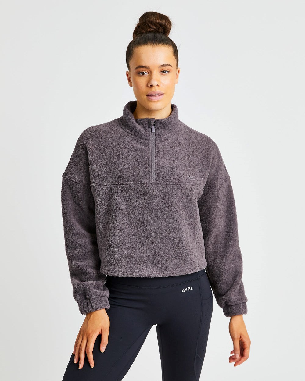 AYBL Effortless Oversized Cropped Fleece Charcoal | IEFYU4061