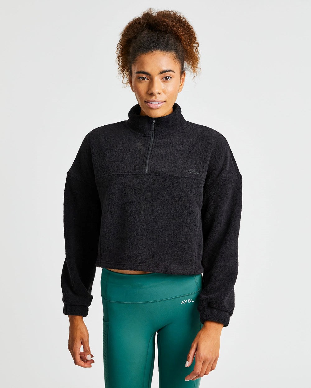 AYBL Effortless Oversized Cropped Fleece Negras | SLTFJ6037