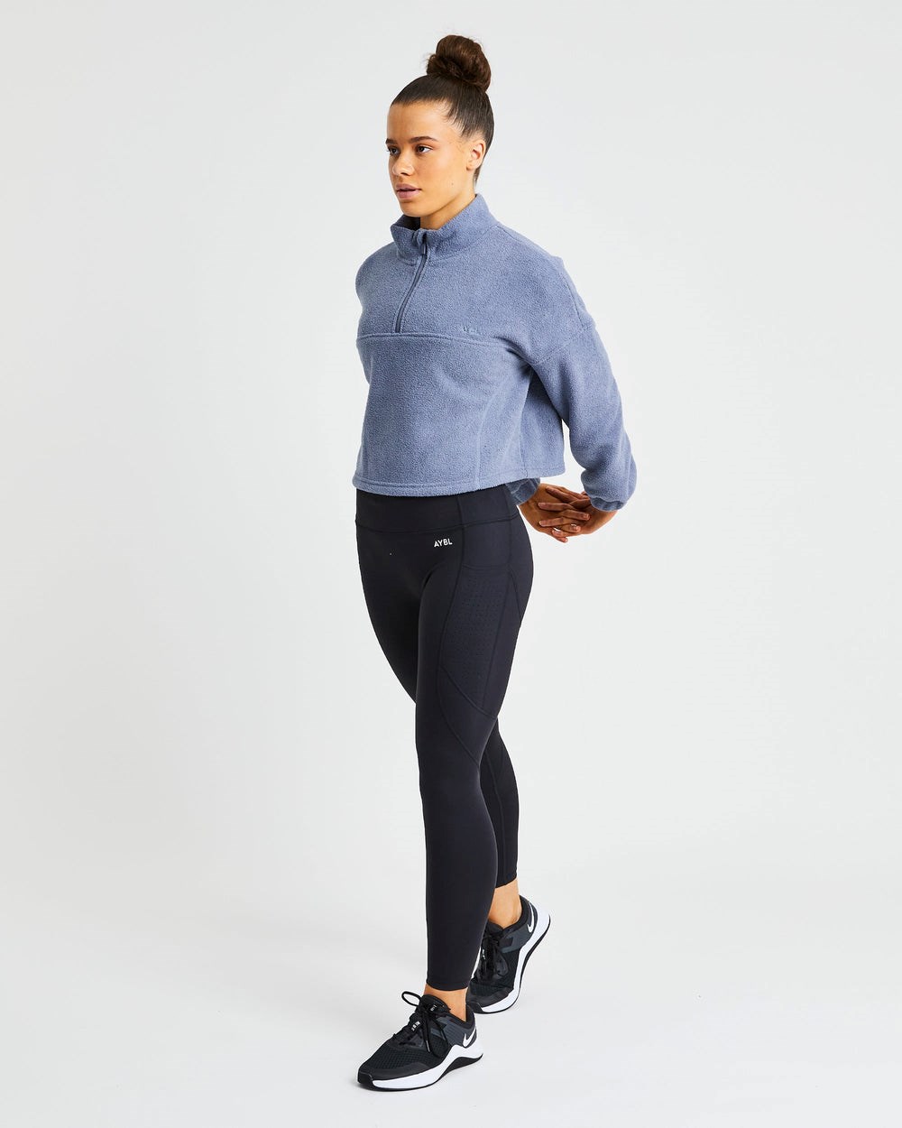 AYBL Effortless Oversized Cropped Fleece Azules | WYESV3129