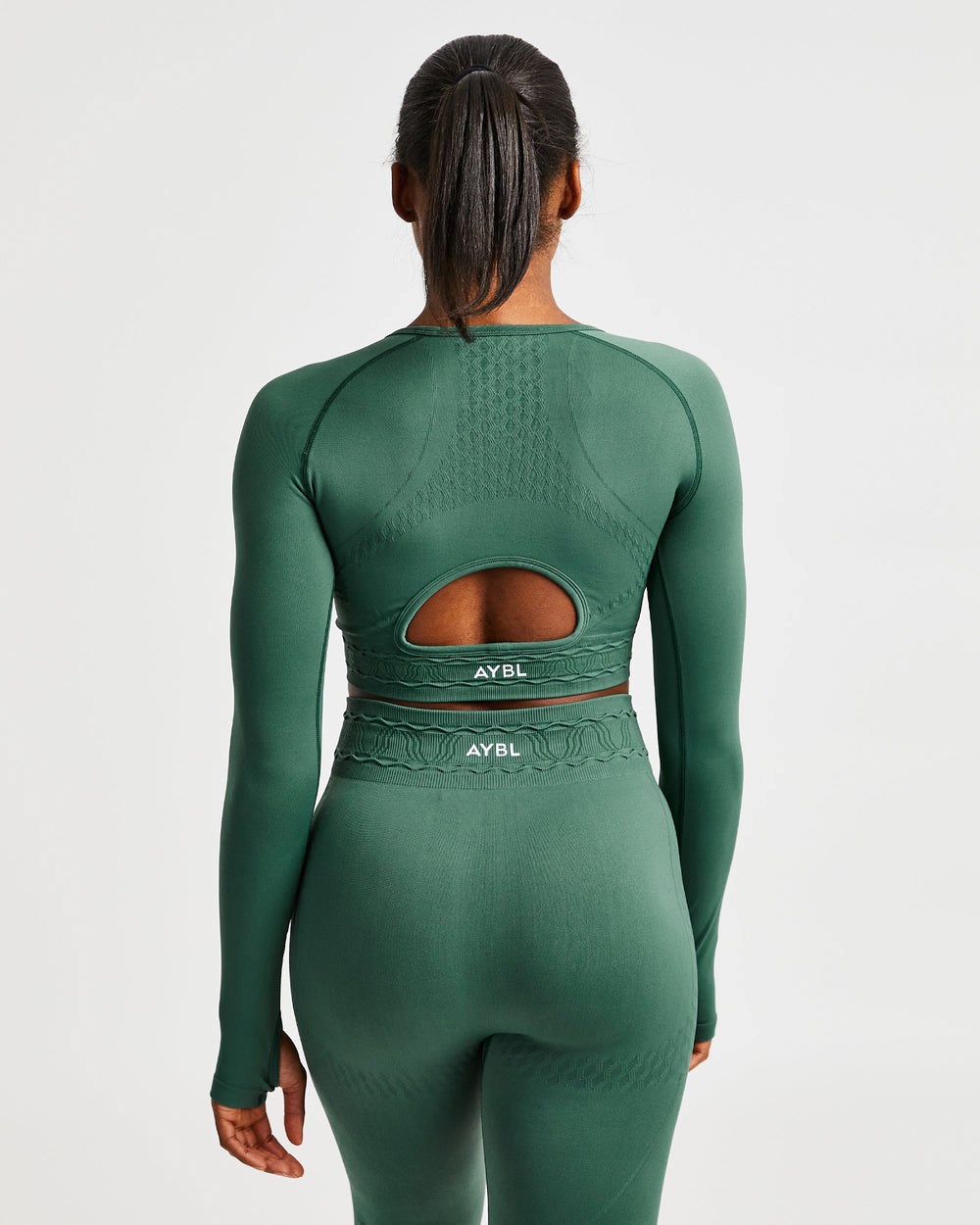 AYBL Elevate Seamless Long Sleeve Crop Top Verde | BDGPK7981