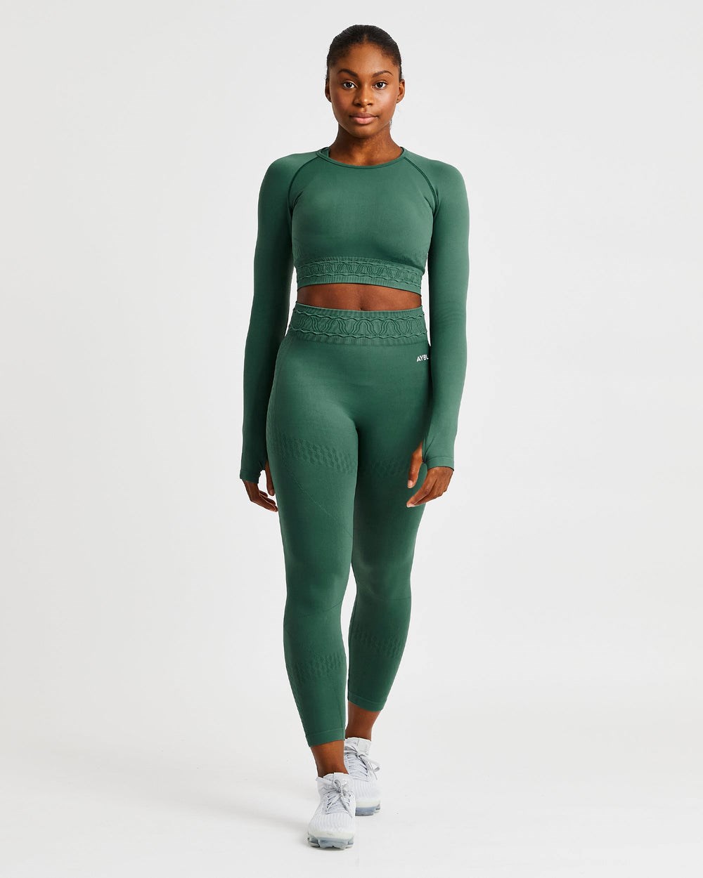 AYBL Elevate Seamless Long Sleeve Crop Top Verde | BDGPK7981