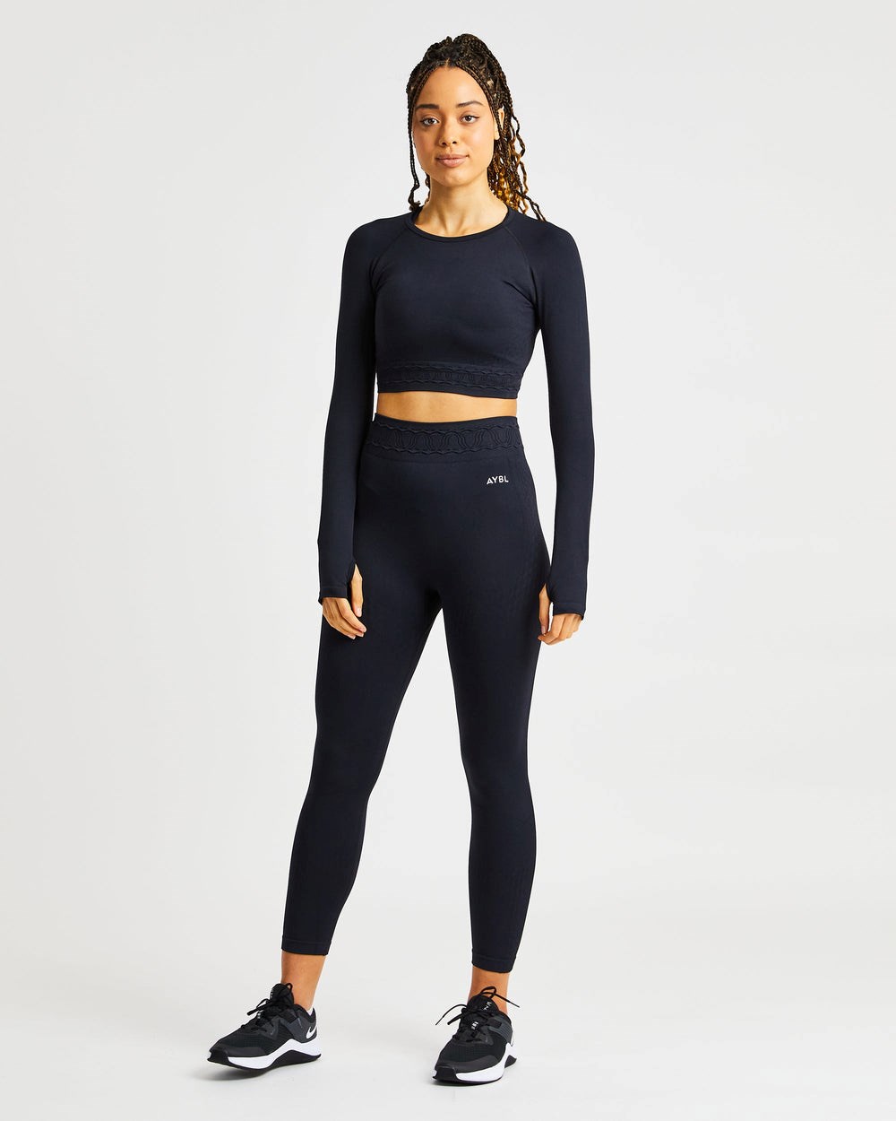 AYBL Elevate Seamless Long Sleeve Crop Top Negras | CSZOG4583