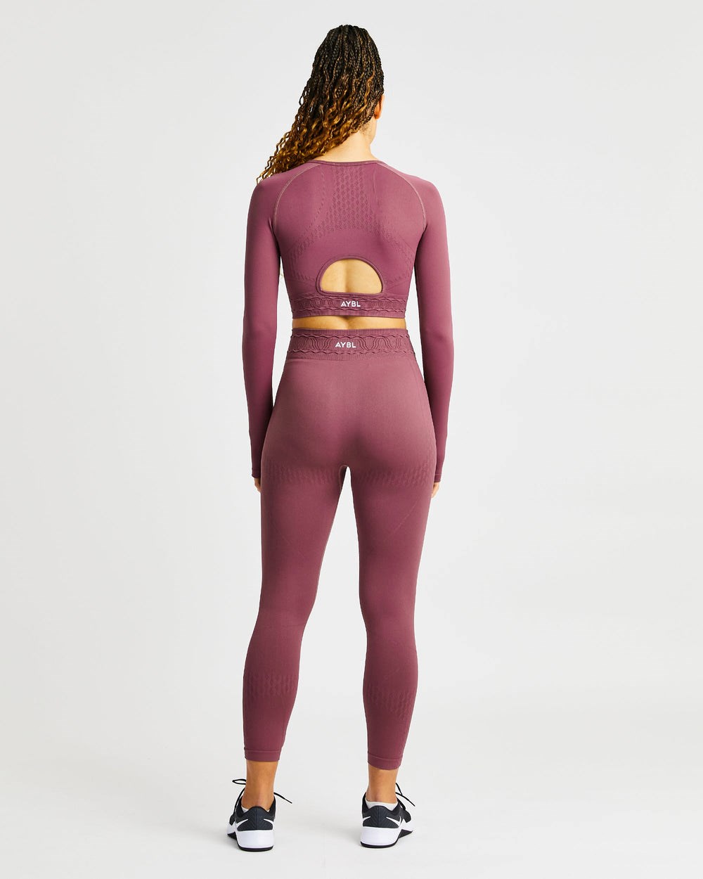 AYBL Elevate Seamless Long Sleeve Crop Top Rosas | IRHLV3927