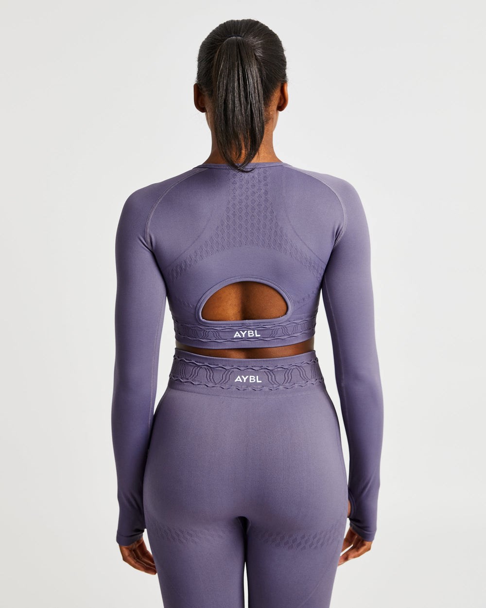 AYBL Elevate Seamless Long Sleeve Crop Top Moradas | YPQBV9053