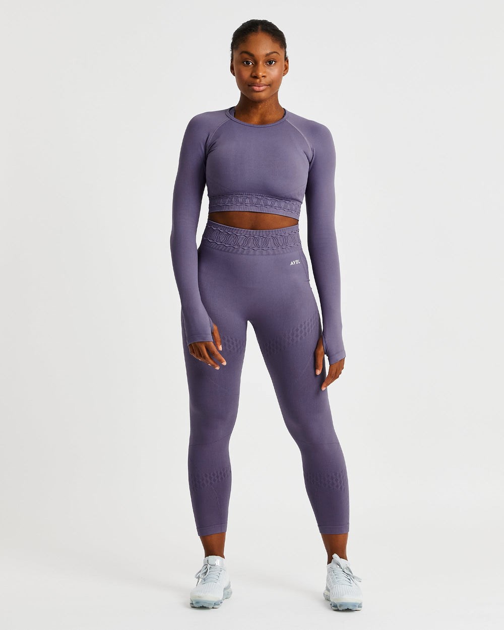 AYBL Elevate Seamless Long Sleeve Crop Top Moradas | YPQBV9053