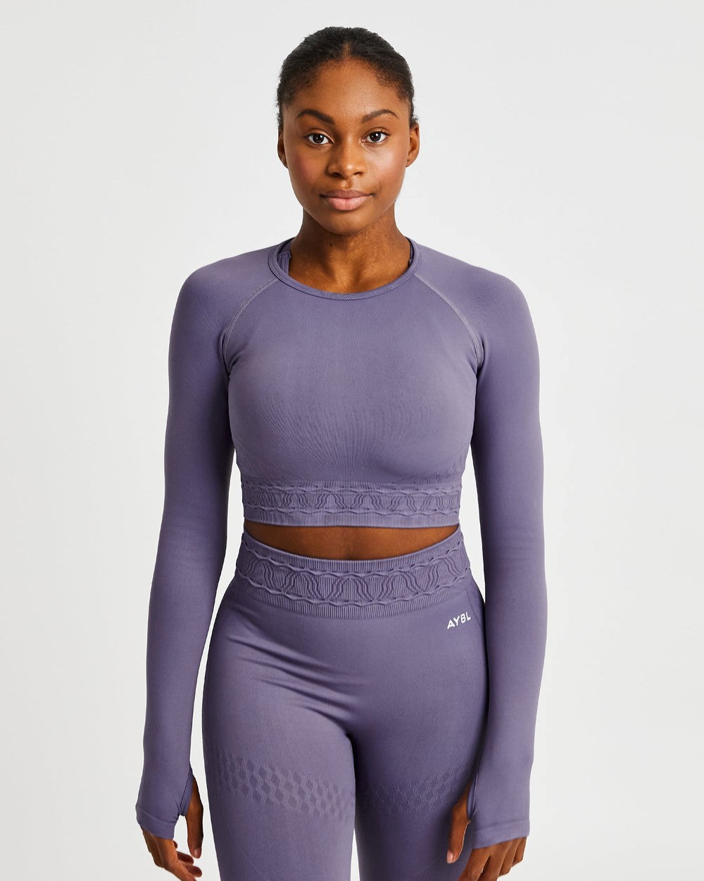 AYBL Elevate Seamless Long Sleeve Crop Top Moradas | YPQBV9053