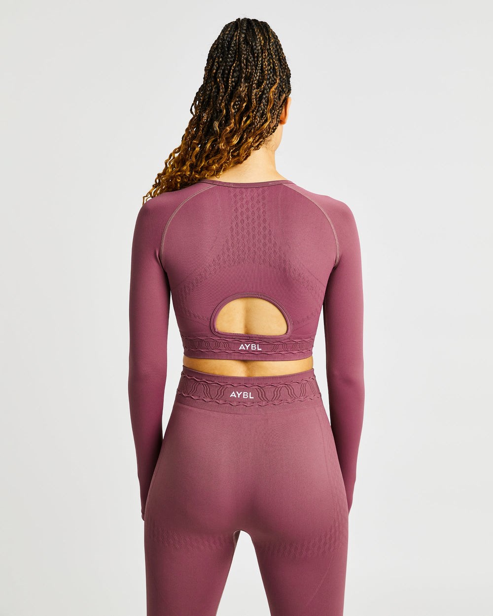 AYBL Elevate Seamless Long Sleeve Crop Top Rosas | ZMBCU4256