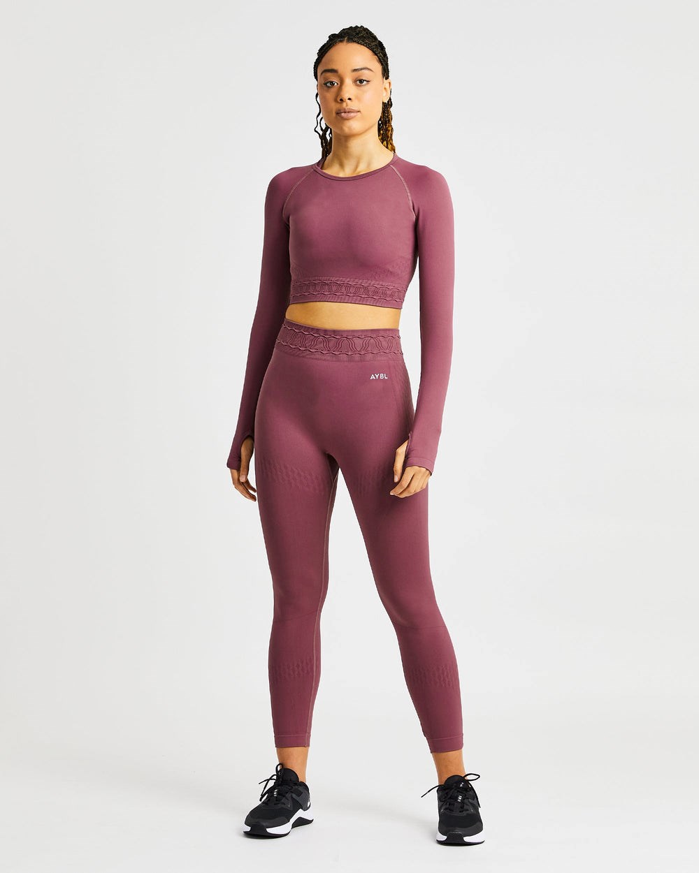 AYBL Elevate Seamless Long Sleeve Crop Top Rosas | ZMBCU4256