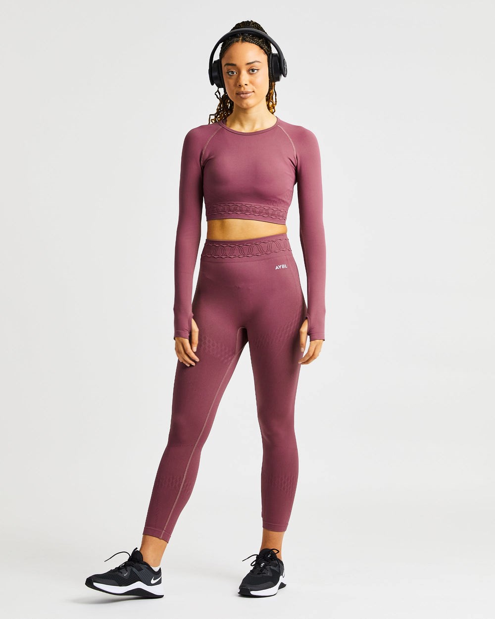 AYBL Elevate Seamless Long Sleeve Crop Top Rosas | ZMBCU4256