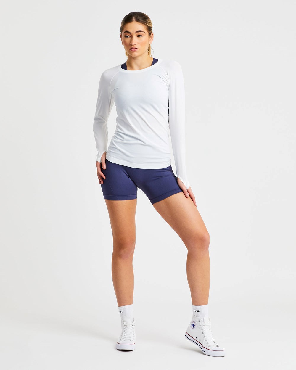 AYBL Embrace Seamless Long Sleeve T Shirt Blancas | WLVYD1576