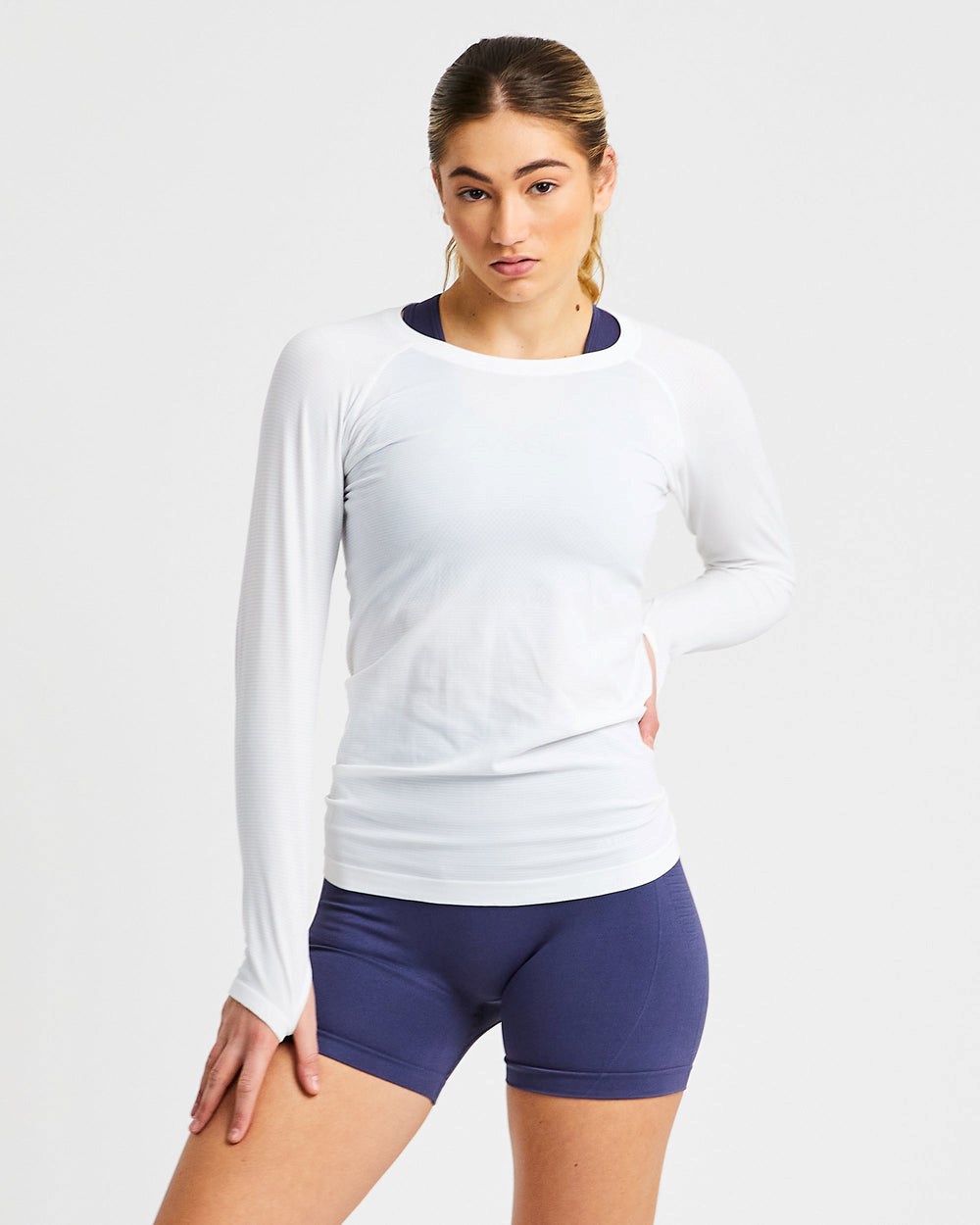 AYBL Embrace Seamless Long Sleeve T Shirt Blancas | WLVYD1576