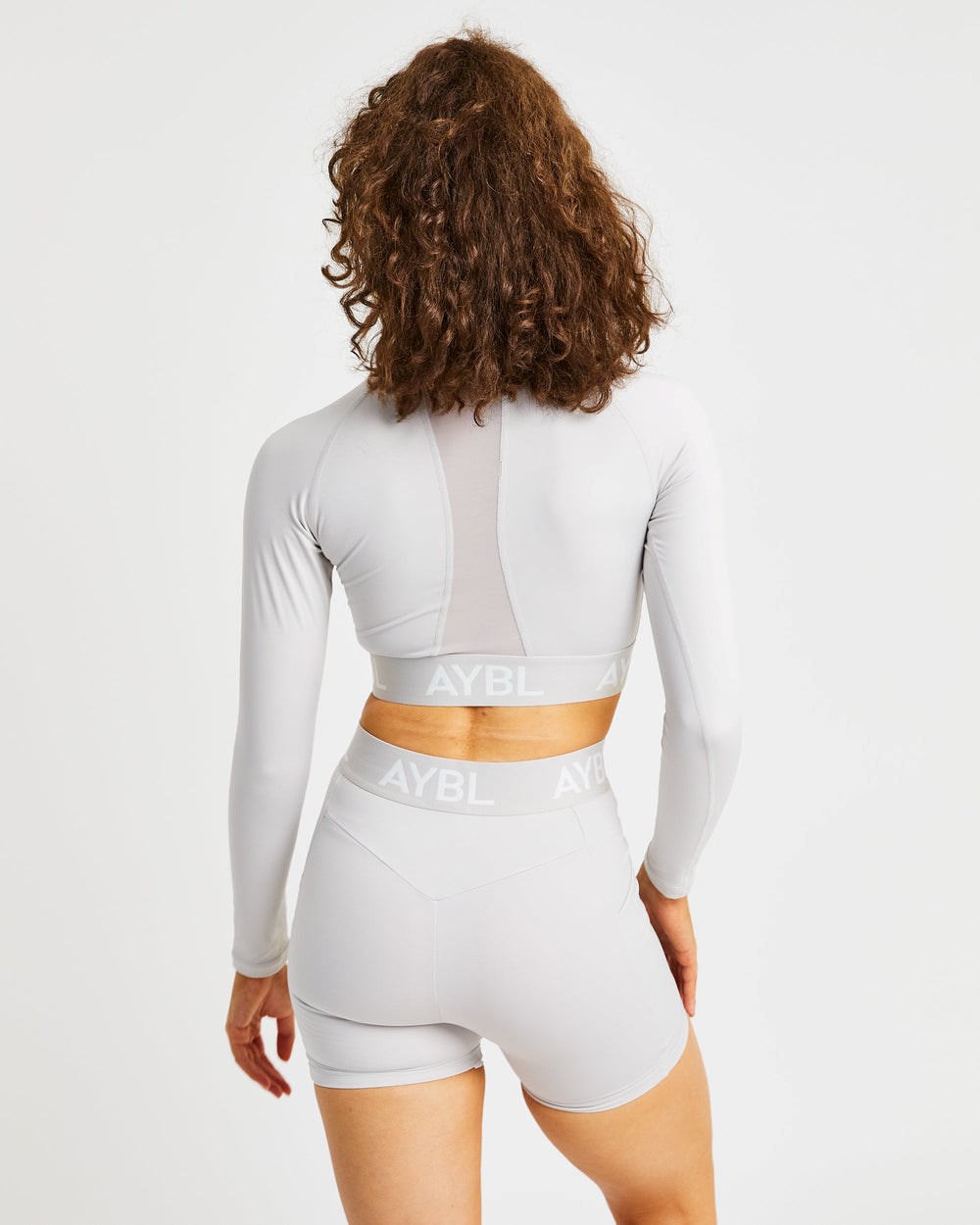 AYBL Entrenamiento Long Sleeve Crop Top Beige | FRWKQ4158