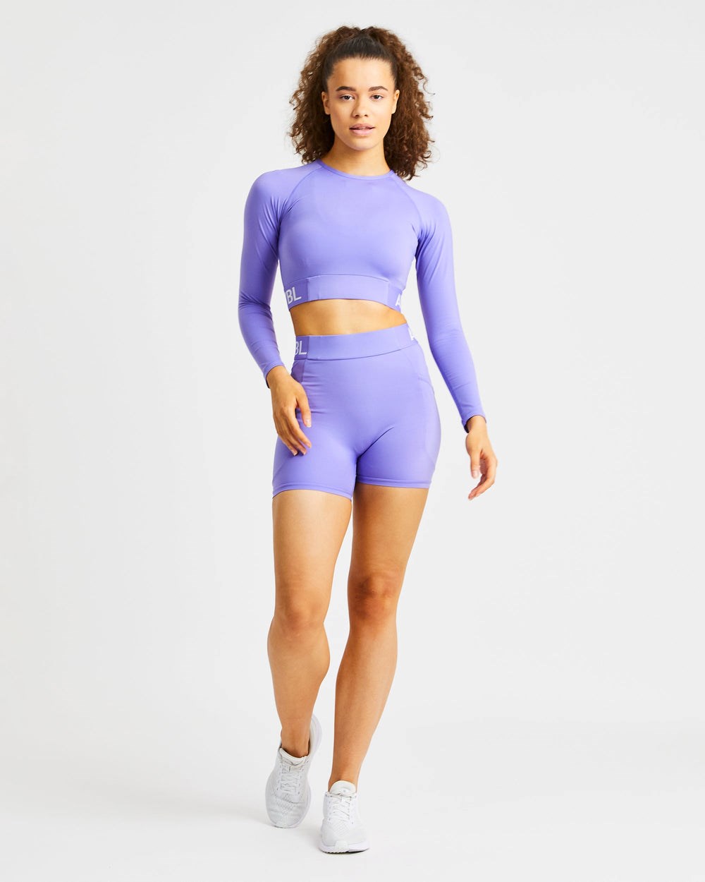 AYBL Entrenamiento Long Sleeve Crop Top Moradas | FXPUM2951