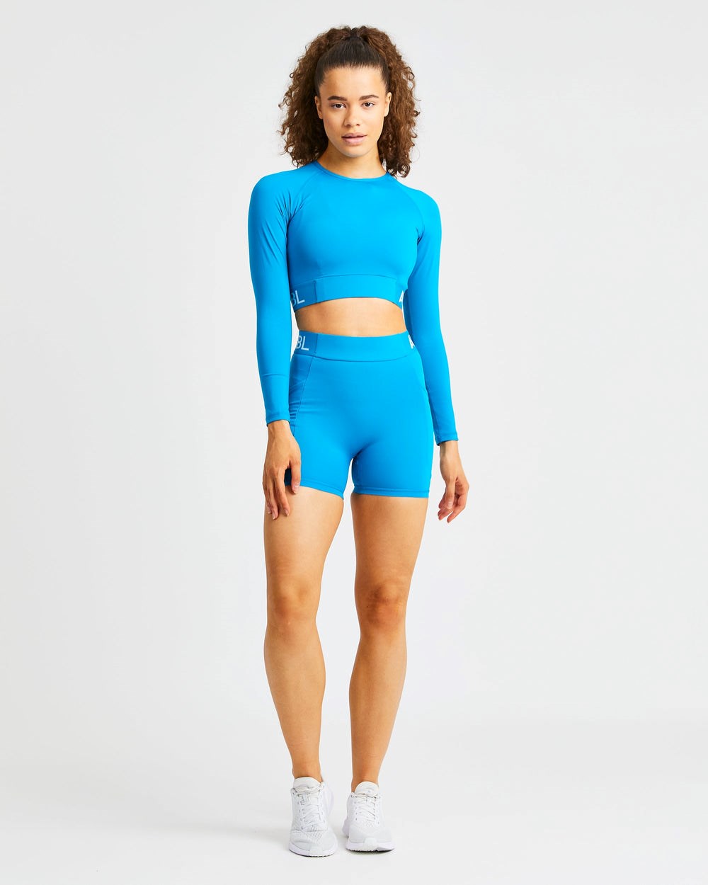 AYBL Entrenamiento Long Sleeve Crop Top Aqua | KRHAJ8623