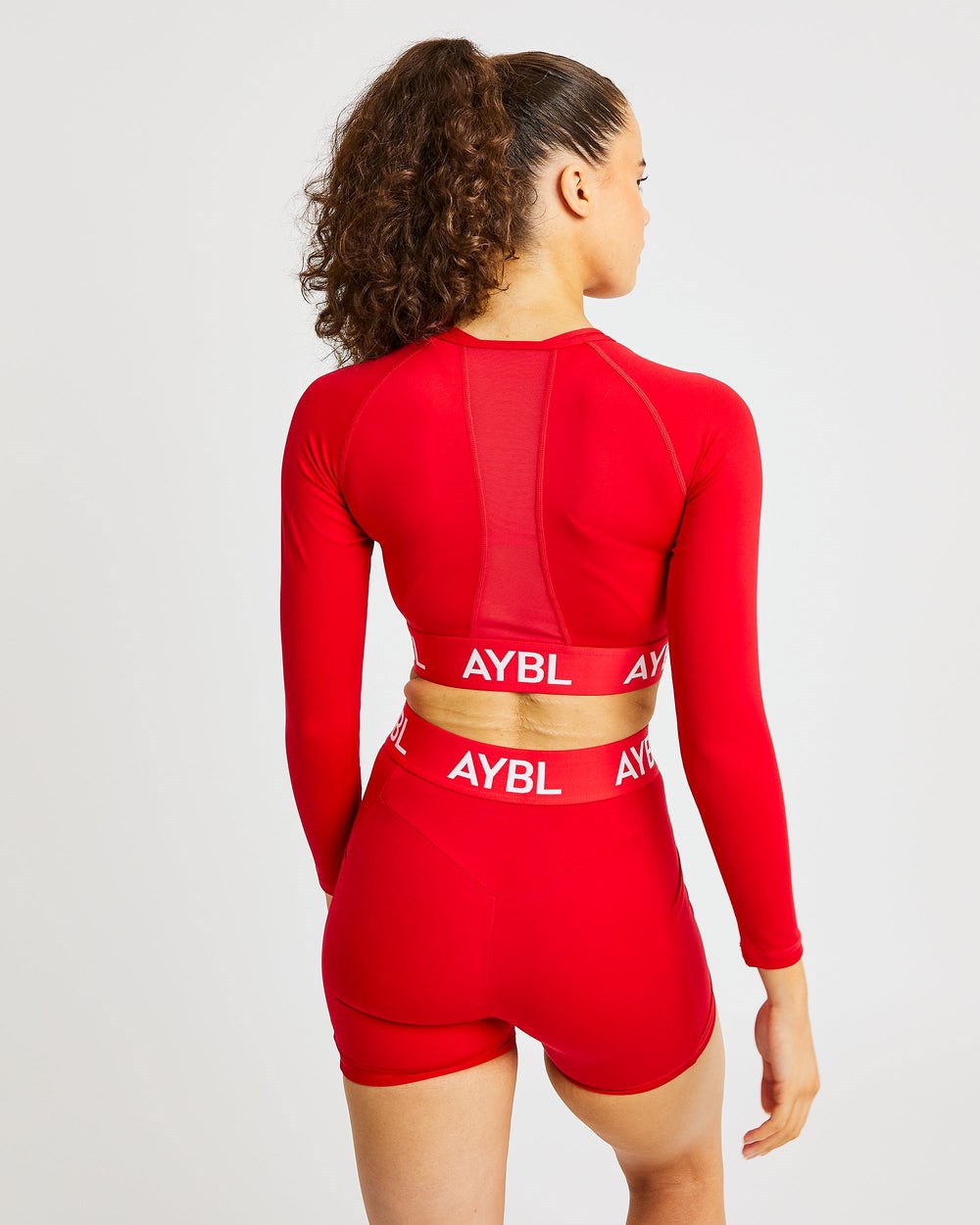 AYBL Entrenamiento Long Sleeve Crop Top Rojas | LPKYG3942