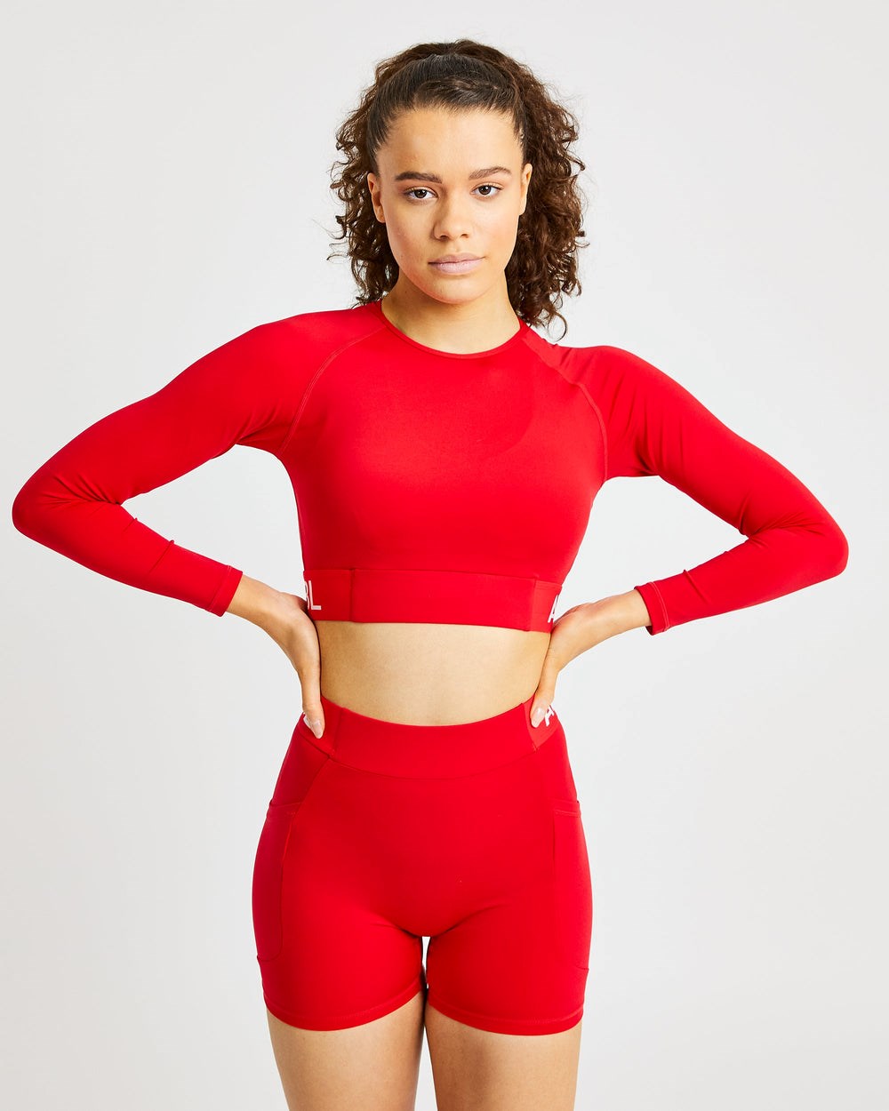 AYBL Entrenamiento Long Sleeve Crop Top Rojas | LPKYG3942