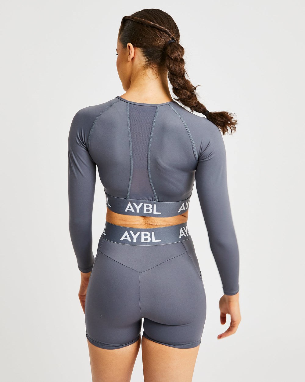 AYBL Entrenamiento Long Sleeve Crop Top Gris | REDCK9872