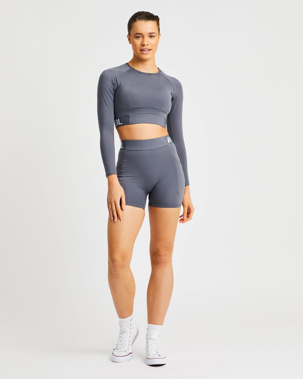 AYBL Entrenamiento Long Sleeve Crop Top Gris | REDCK9872