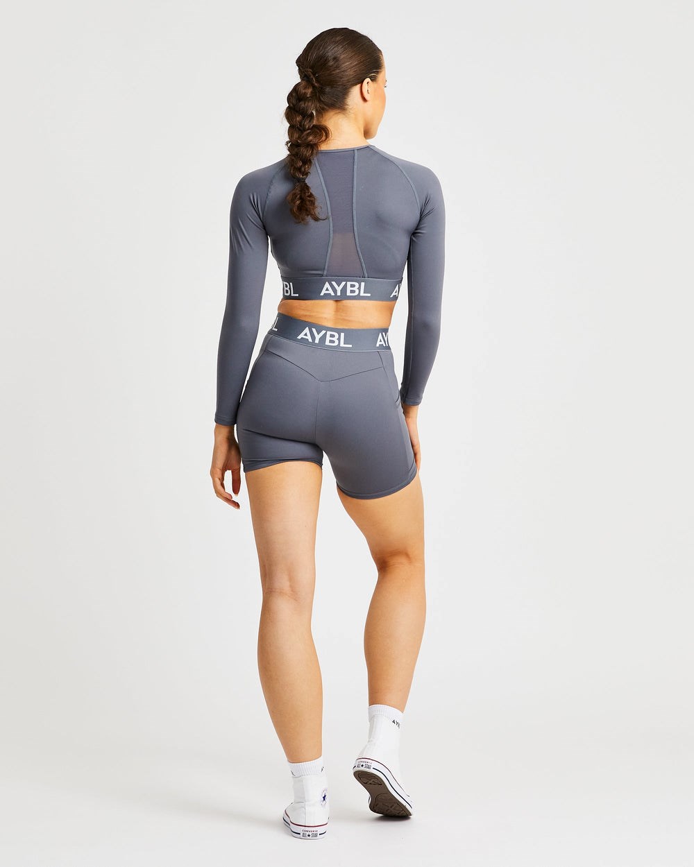 AYBL Entrenamiento Long Sleeve Crop Top Gris | REDCK9872