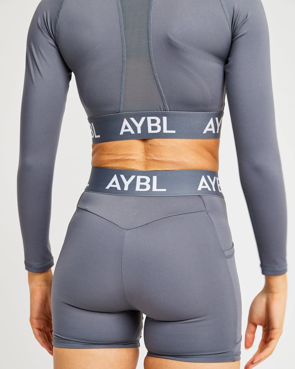 AYBL Entrenamiento Long Sleeve Crop Top Gris | REDCK9872