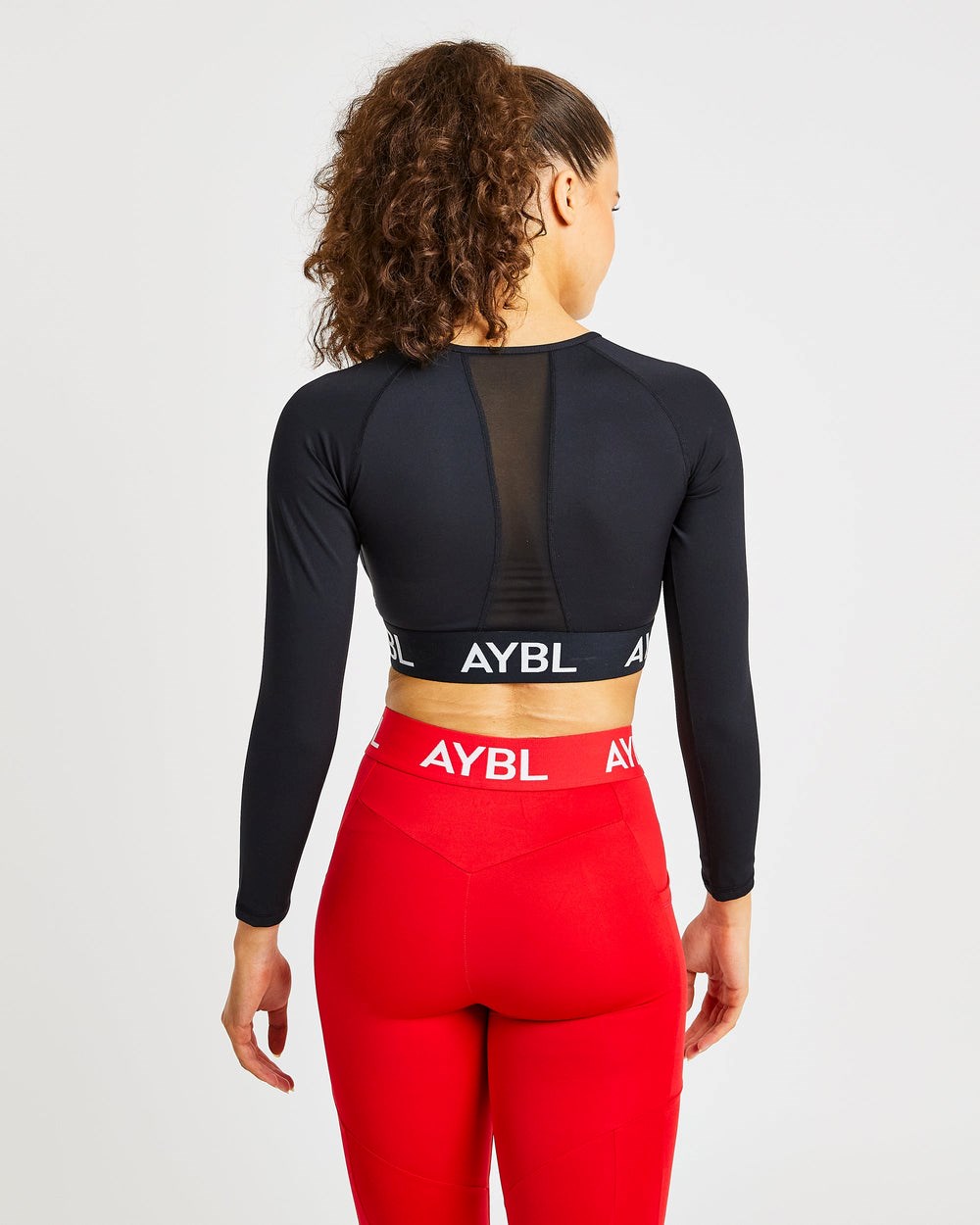 AYBL Entrenamiento Long Sleeve Crop Top Negras | SKCEO9128