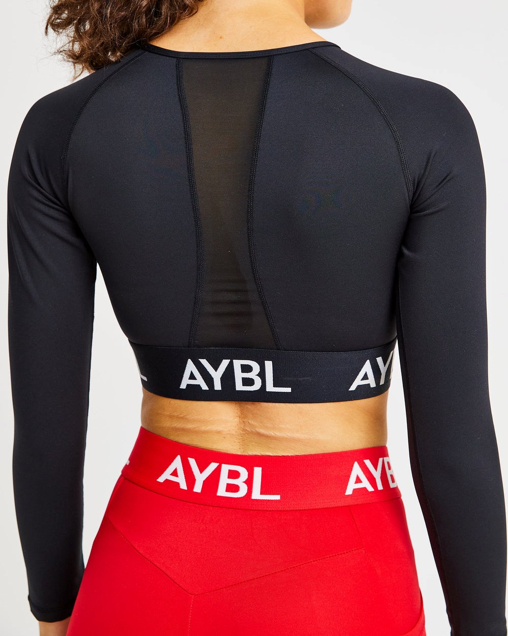 AYBL Entrenamiento Long Sleeve Crop Top Negras | SKCEO9128