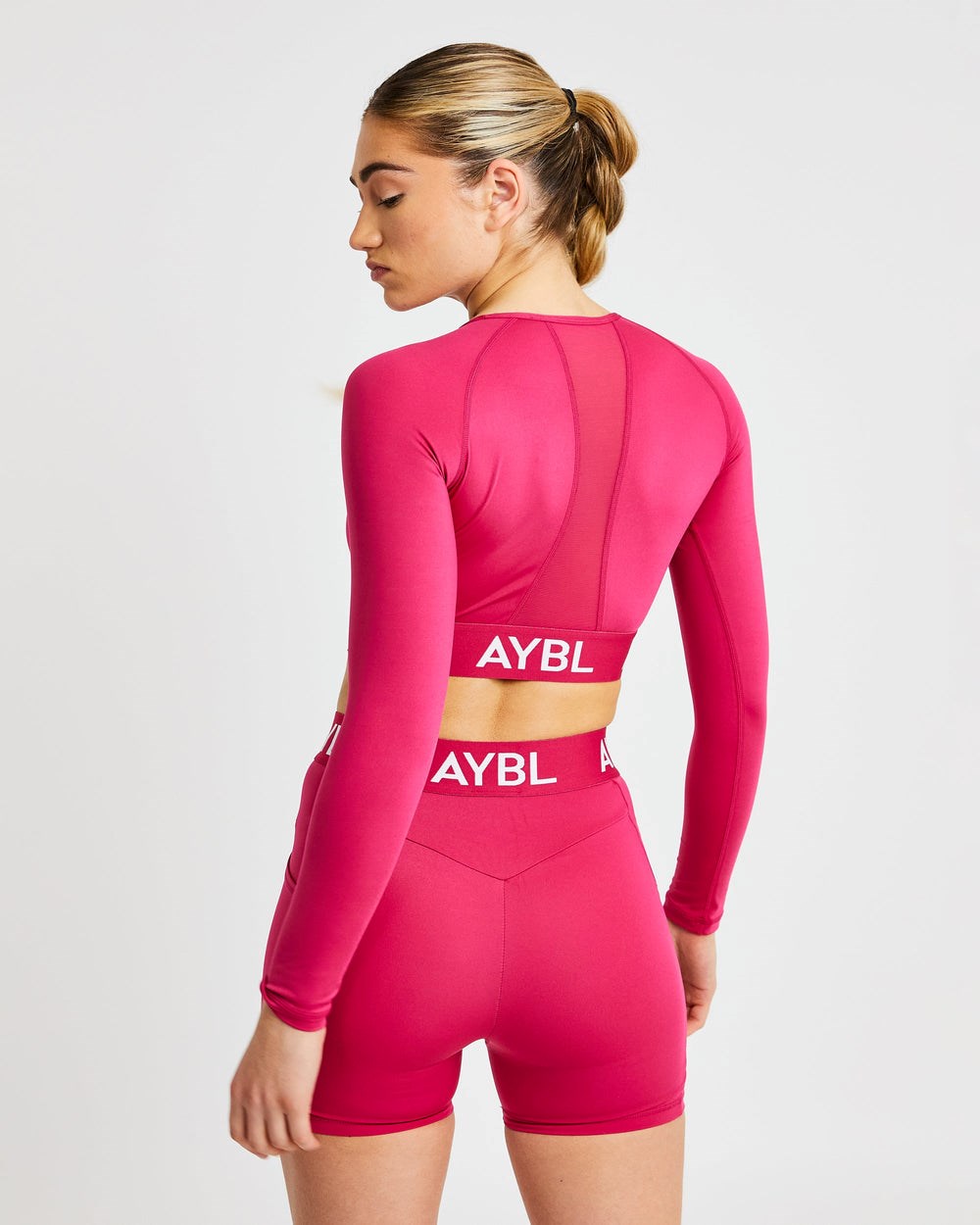 AYBL Entrenamiento Long Sleeve Crop Top Raspberry | THRBN5170