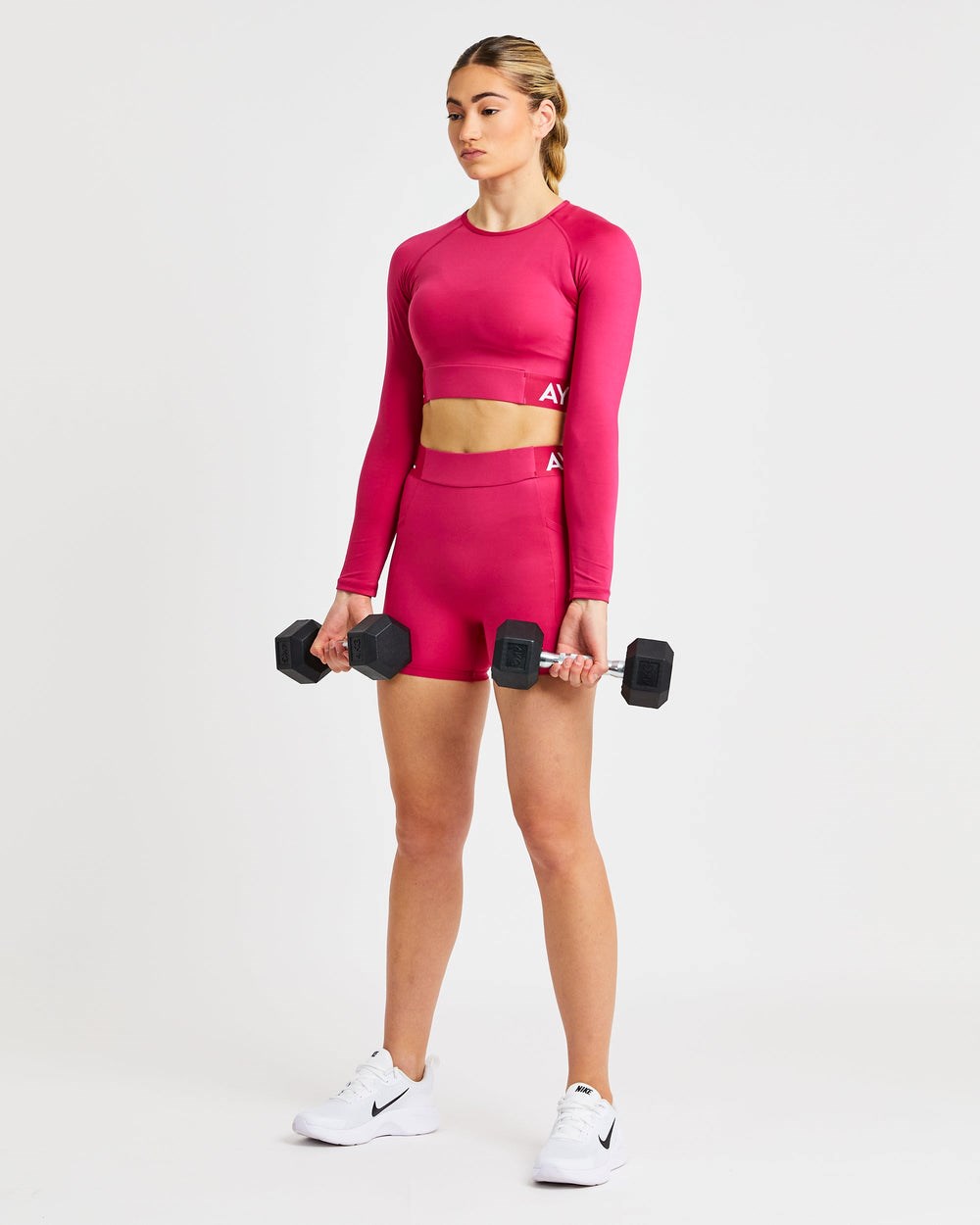 AYBL Entrenamiento Long Sleeve Crop Top Raspberry | THRBN5170