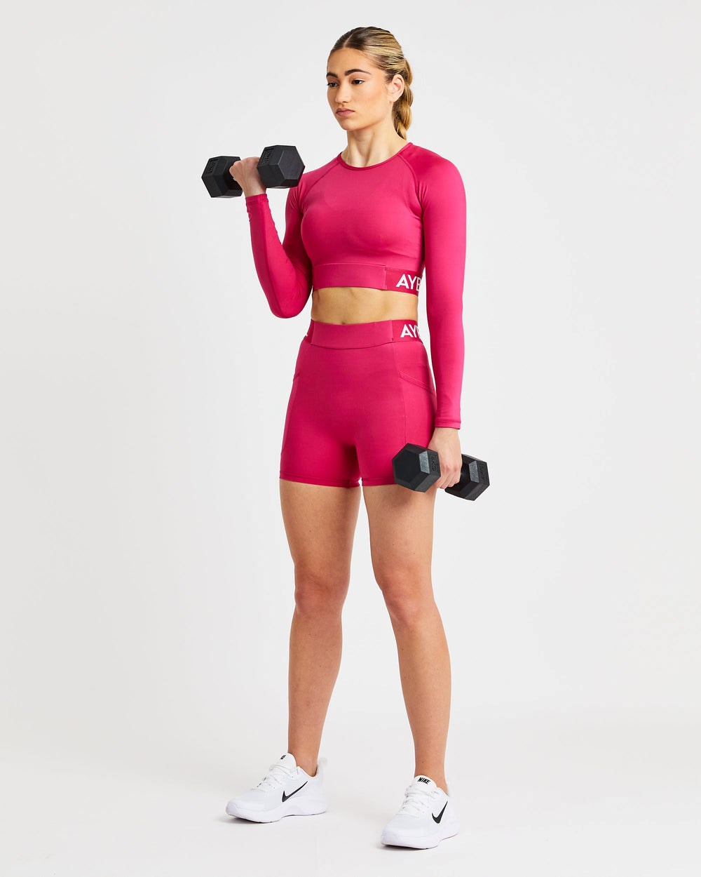 AYBL Entrenamiento Long Sleeve Crop Top Raspberry | THRBN5170