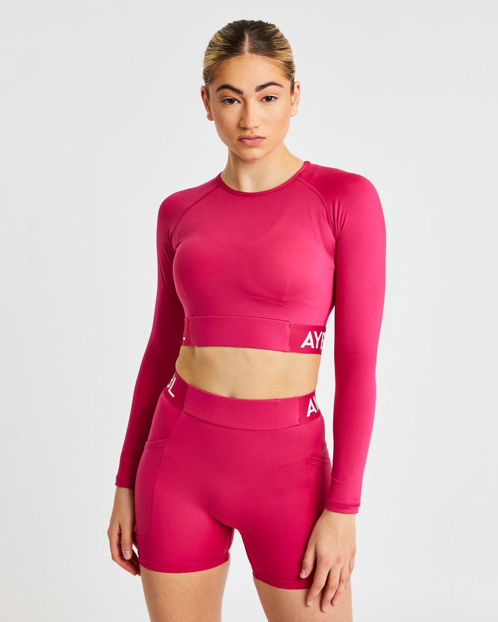 AYBL Entrenamiento Long Sleeve Crop Top Raspberry | THRBN5170