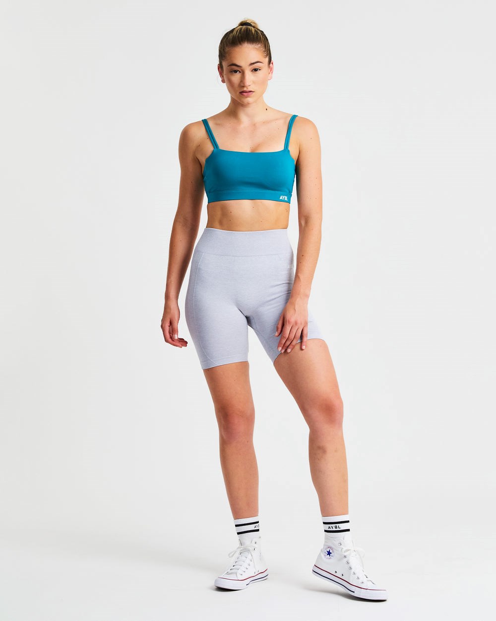 AYBL Essential Bandeau Sports Bra Teal | XMLDV3074