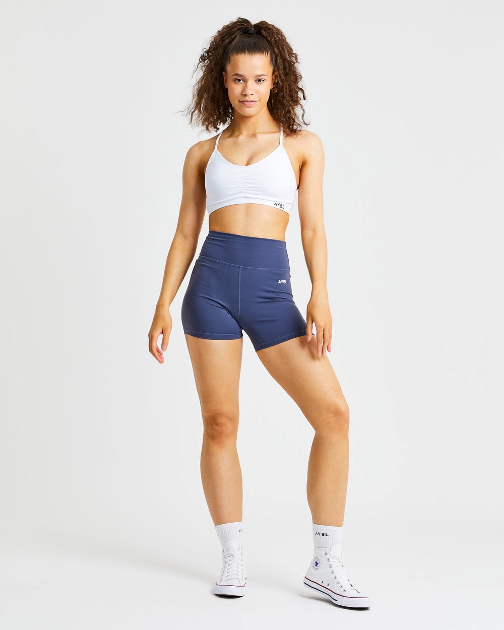 AYBL Essential Ruched Sports Bra Blancas | LDISA1689