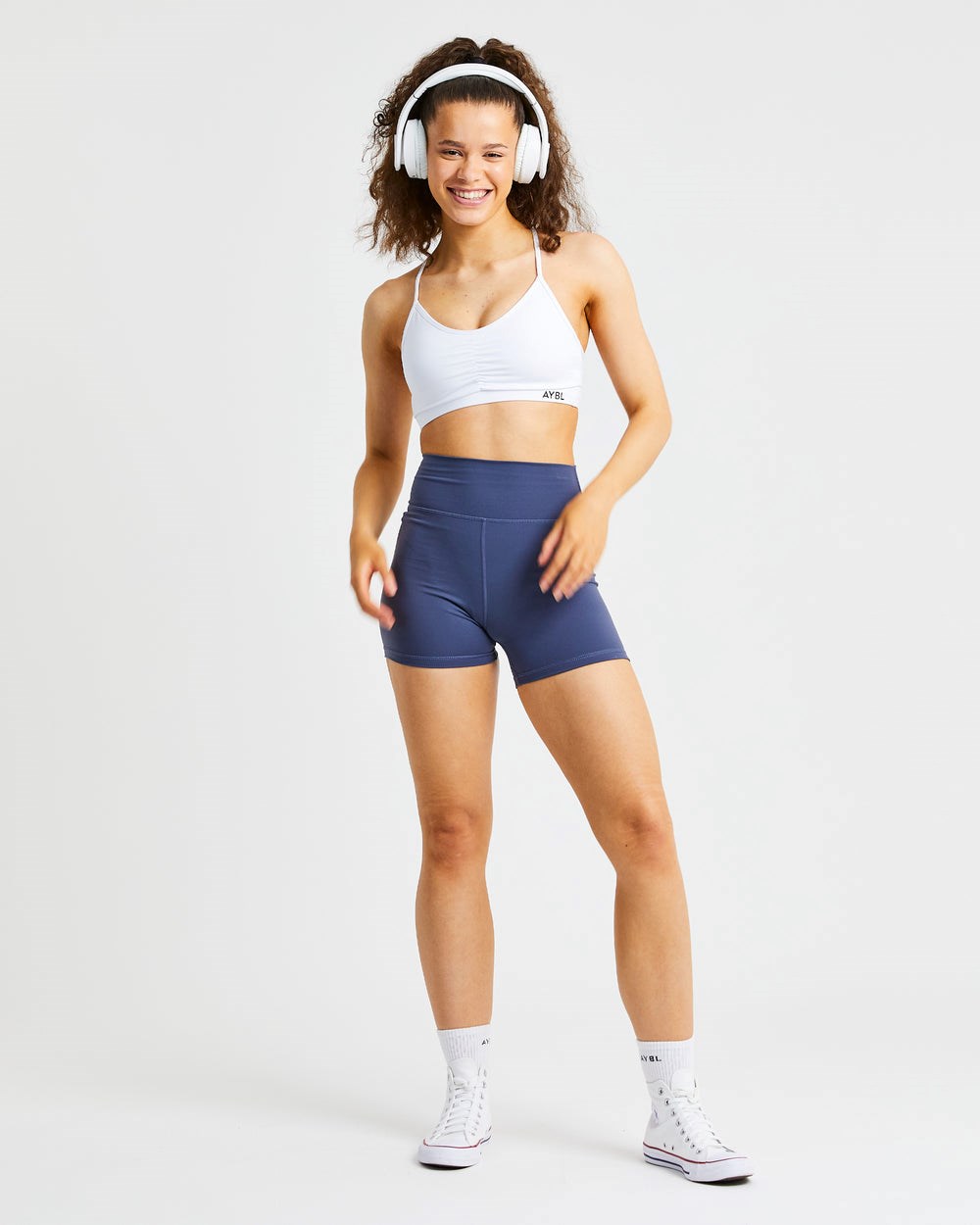 AYBL Essential Ruched Sports Bra Blancas | LDISA1689