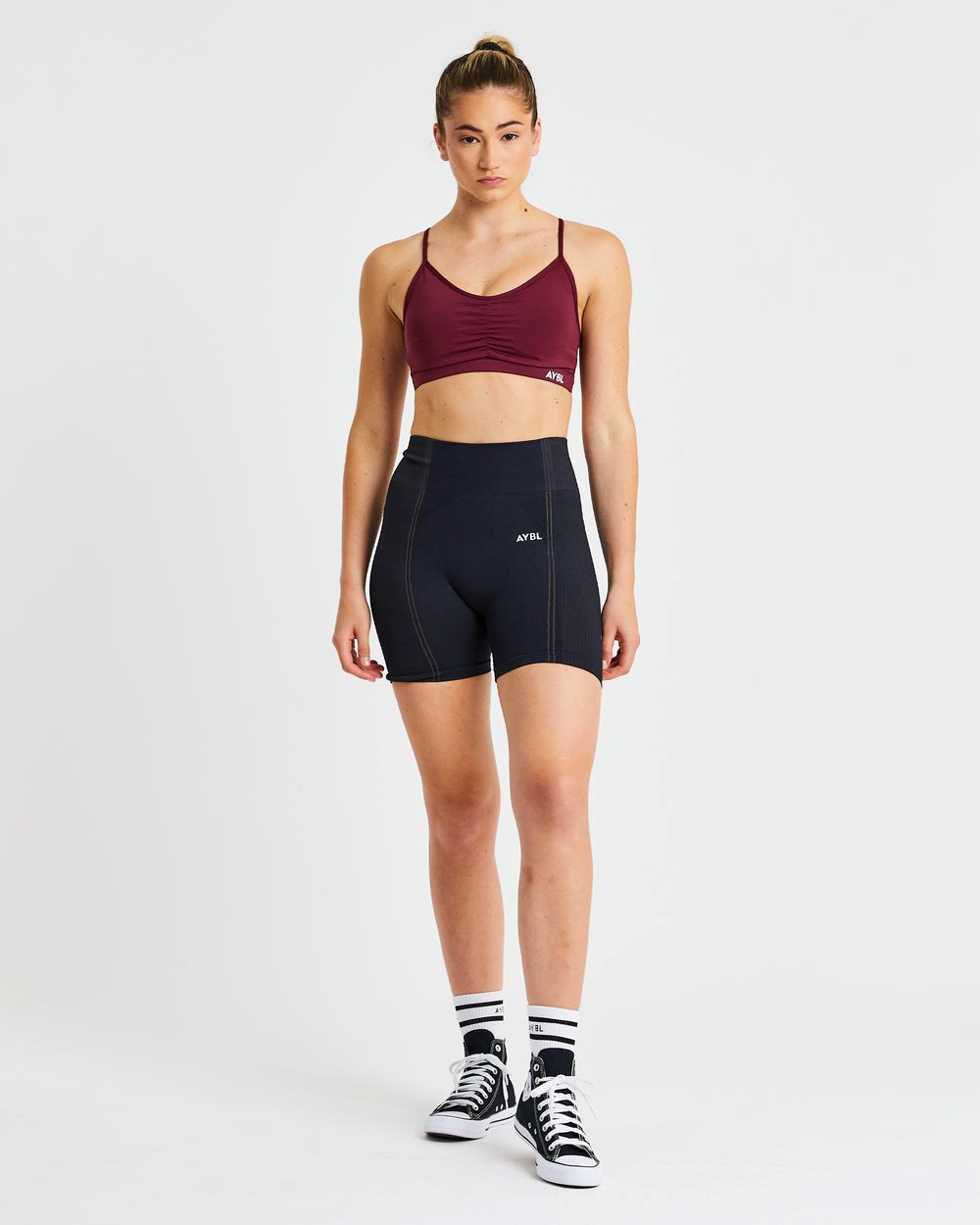 AYBL Essential Ruched Sports Bra Burdeos | LKYQX0691