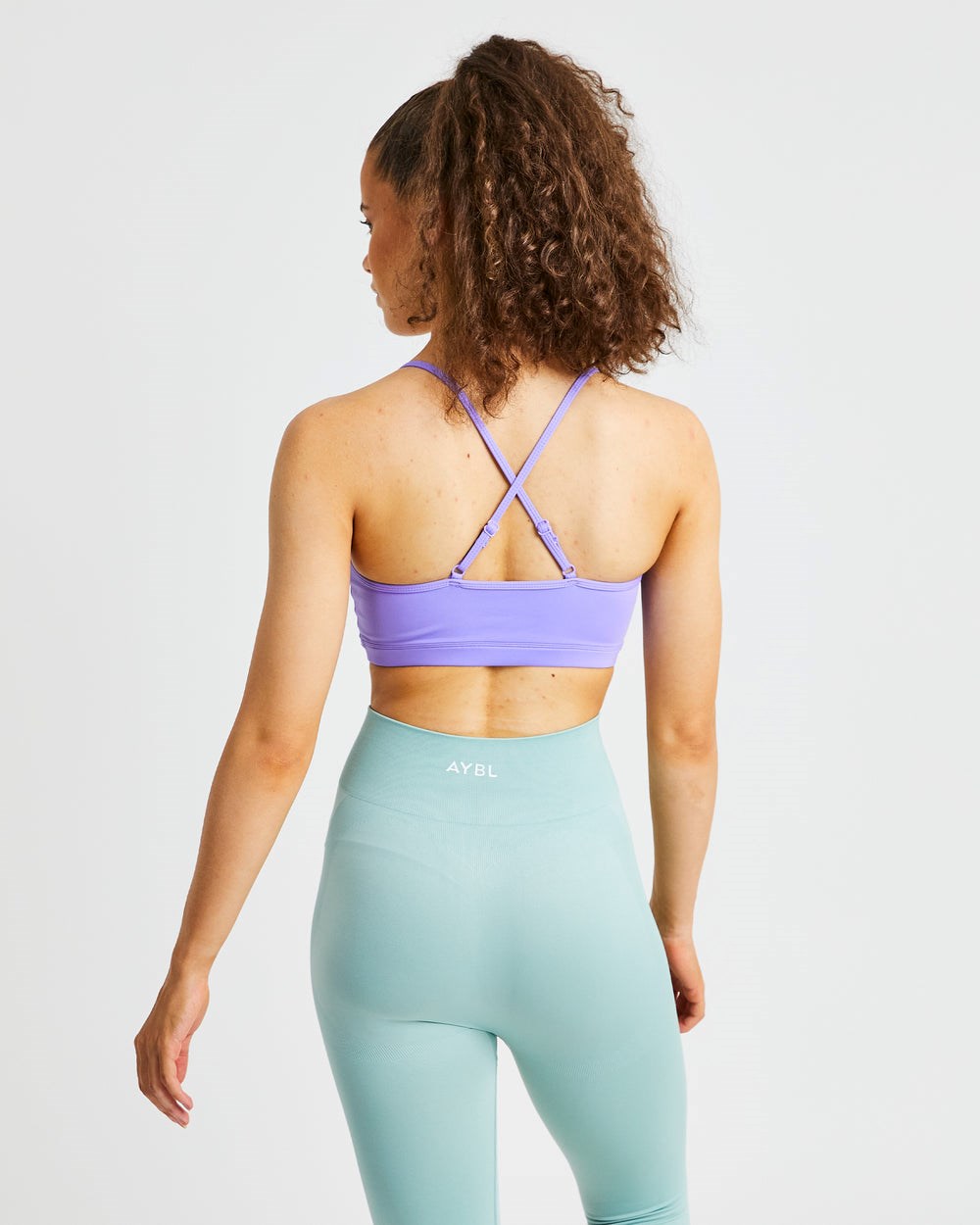 AYBL Essential V Neck Sports Bra Moradas | LYIJH7261