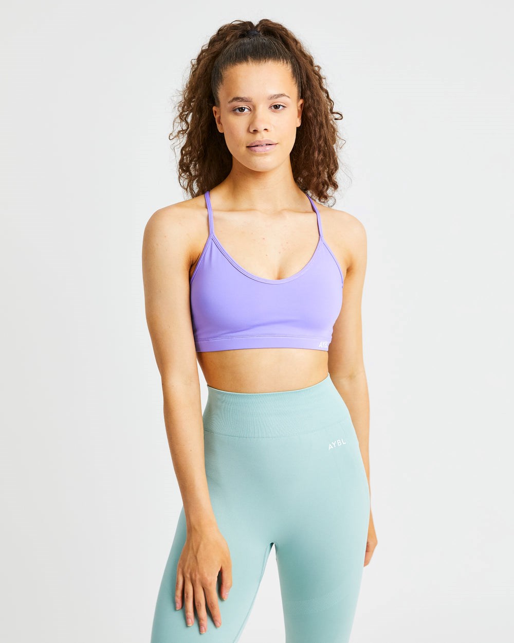 AYBL Essential V Neck Sports Bra Moradas | LYIJH7261