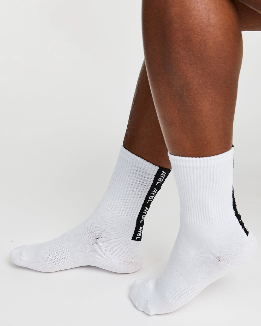 AYBL Everyday Back Stripe Crew Socks (3 Pack) Blancas | KHBEI4287